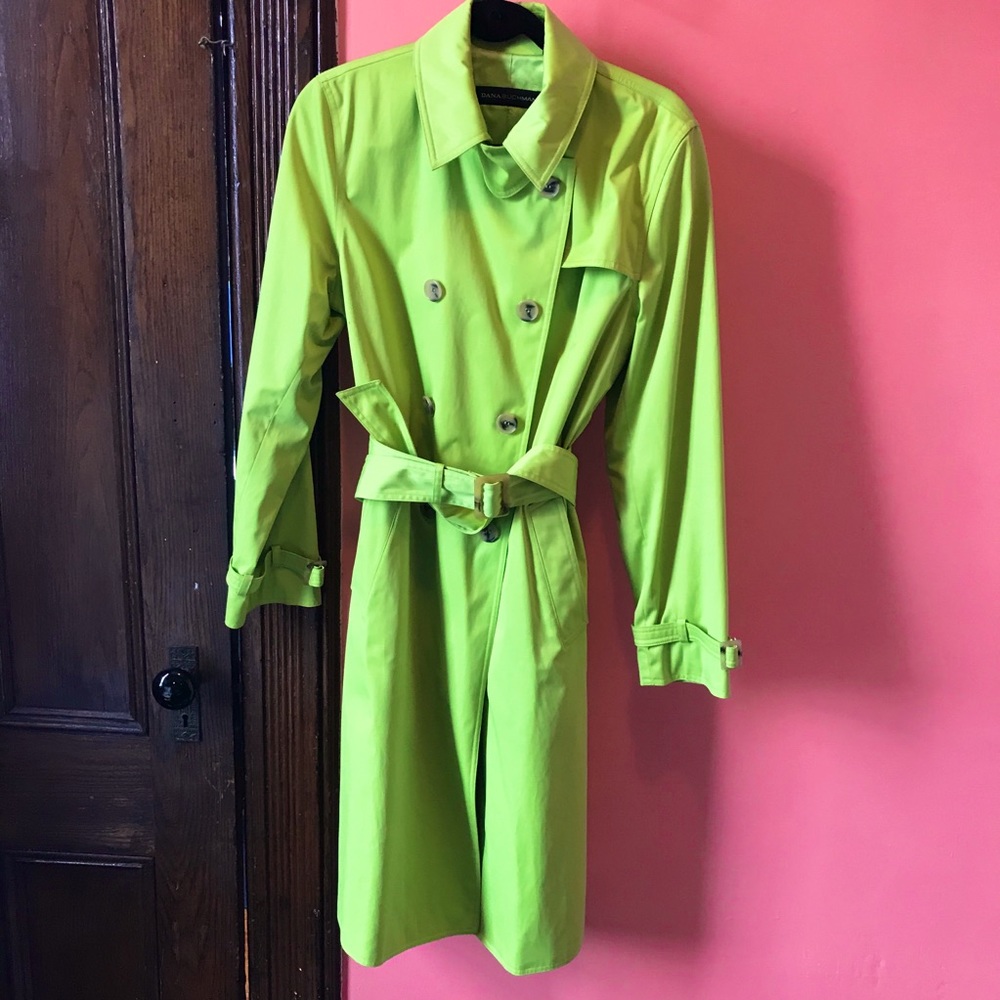 Dana Buchman chartreuse yellow-green trench-coat